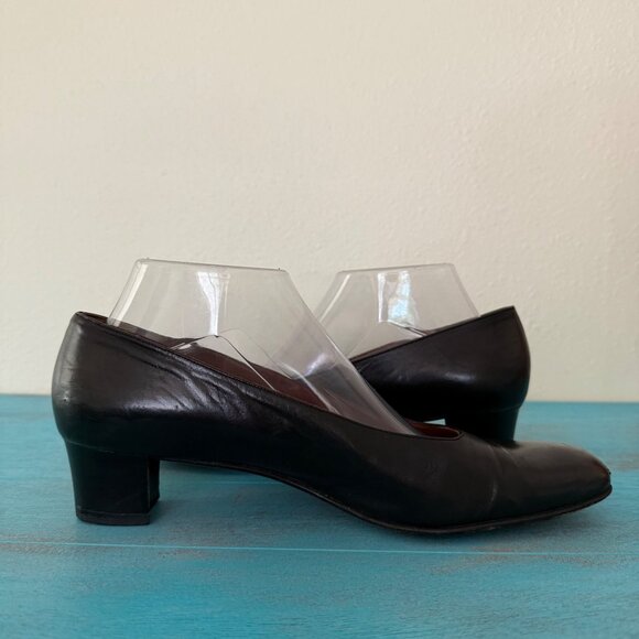 Vintage Coach Black Leather Cuban Heel Shoes Women's Size 9.5 J002 - Picture 6 of 10